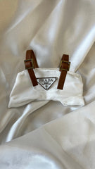 Labubu Designer-Inspired Bucket Hat and Overalls Set - White