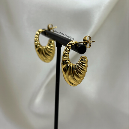 Gold ‘Ruby’ Ripple Hoops