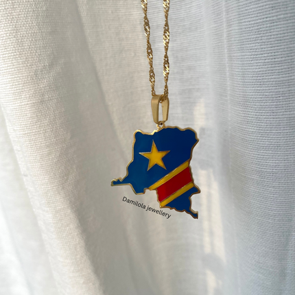 Congo Flag Map Necklace🇨🇩