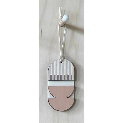 Mini Mid-Century Wall Art - Little Wooden Decoration - Pink & Natural Decor