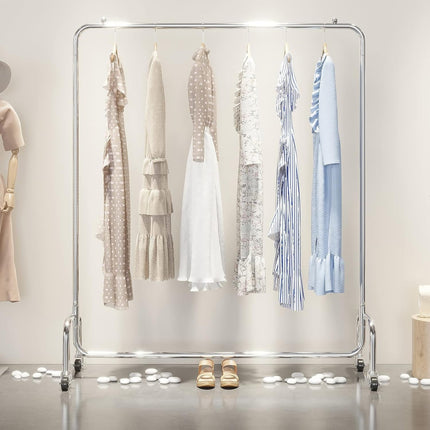 Vivo Technologies Heavy Duty Clothes Rail Freestanding Garment Rail Metal Clothes Rack on Wheels Clothing Rail Holds 100 kg for Shop Home Office Bedroom Laundry Room Indoor