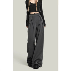 Black Lace Stitching Wide-leg Casual Pants Women