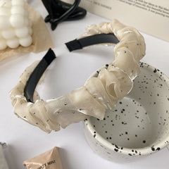 Black Large Intestine High-grade Satin Pleated Headband