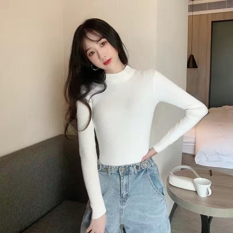 Autumn And Winter New Half Turtleneck Slim Fit Long Sleeve Inner Wear Knitwear For Women