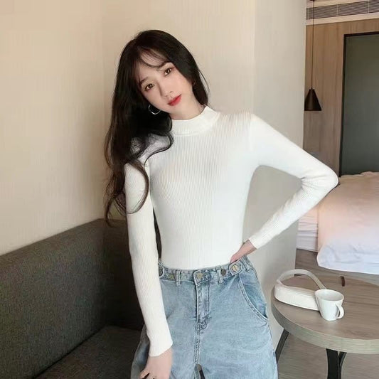 Autumn And Winter New Half Turtleneck Slim Fit Long Sleeve Inner Wear Knitwear For Women