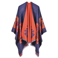 European And American Fashion Jacquard Split Thickened Warm Split Shawl