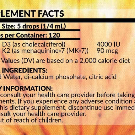 3rd Rock Essentials D3 K2 Liquid Drops – Chelated Vitamin D3 K2, Vegan, Gluten Free | 1 Fl Oz
