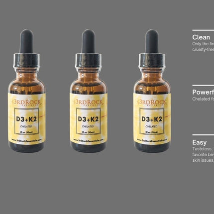 3rd Rock Essentials D3 K2 Liquid Drops – Chelated Vitamin D3 K2, Vegan, Gluten Free | 1 Fl Oz