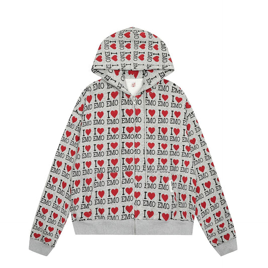 Autumn Retro Pattern Hooded Sweater Cardigan