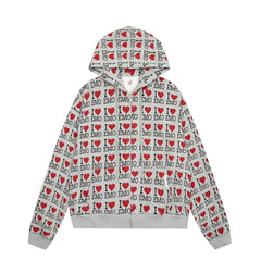 Autumn Retro Pattern Hooded Sweater Cardigan