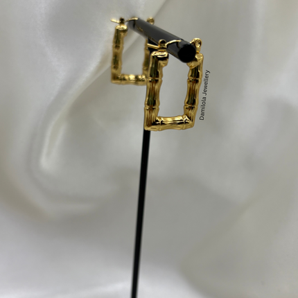 Gold ‘Brooklyn’ Bamboo Rectangle Hoops