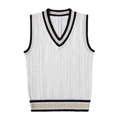 Thick V-neck Pullover Woolen Student Sleeveless School Uniform Sweater Vest