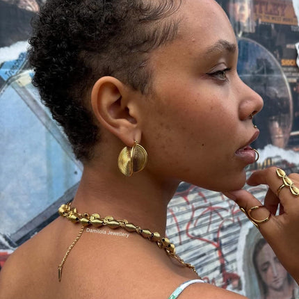 Luxe Sunwave ‘Shena’ Hoop Earrings - Silver/Gold