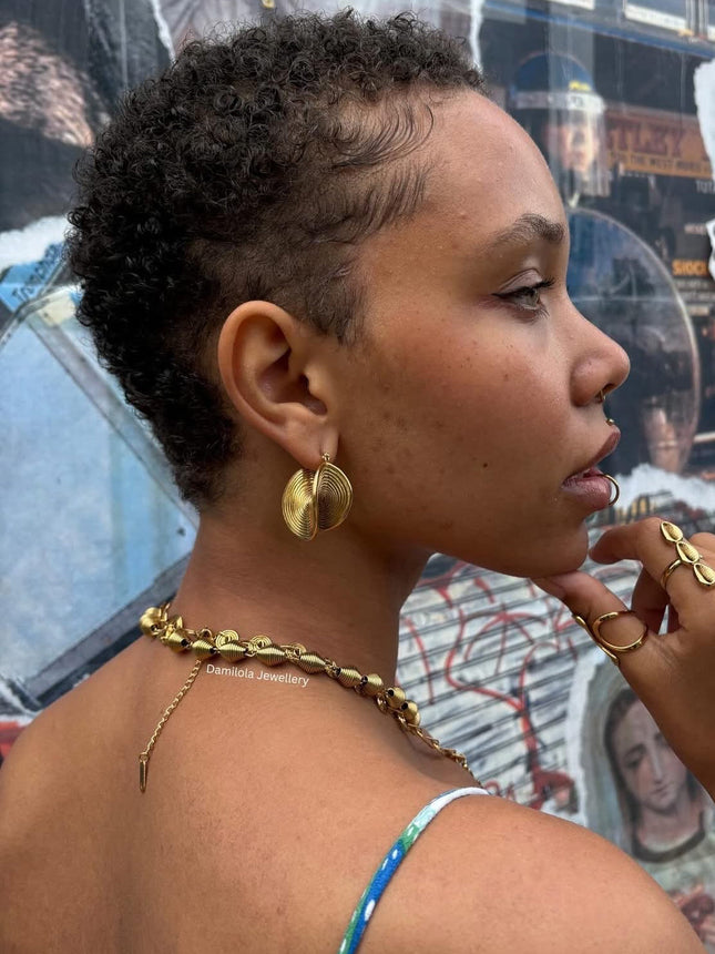 Luxe Sunwave ‘Shena’ Hoop Earrings - Silver/Gold