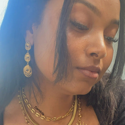 Luxe ‘Ashanti’ Spiral Gold Drop Earrings