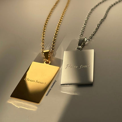 ‘Clean heart. Pure soul’ Necklace - Gold/Silver - Double sided