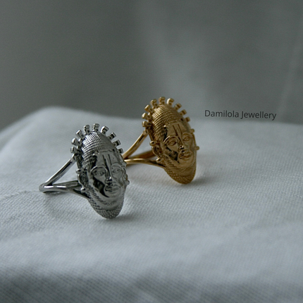 The Benin Mask Ring - Silver/Gold