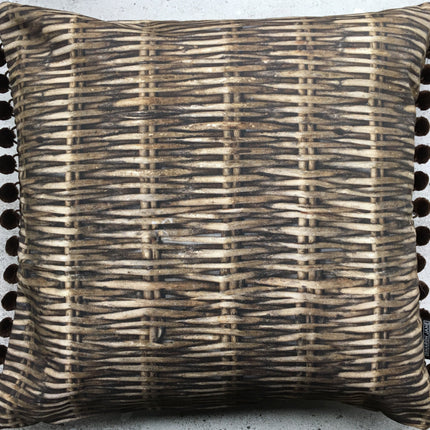 Willow Print Cushion + Velvet Pom Poms