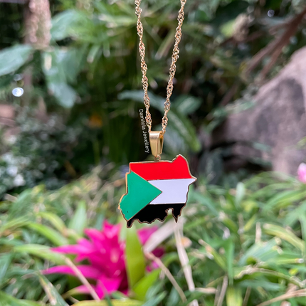 Sudan Flag Map Necklace 🇸🇩