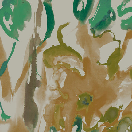 Watercolour Floral Wallpaper - Sand + Mint