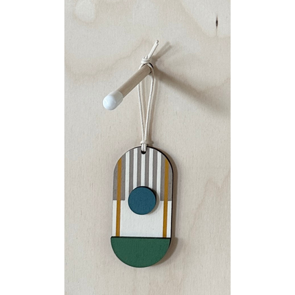 Geometric Decoration - Mini Mid-Century Wall Art - Little Wooden Decoration - Green & Yellow Decor