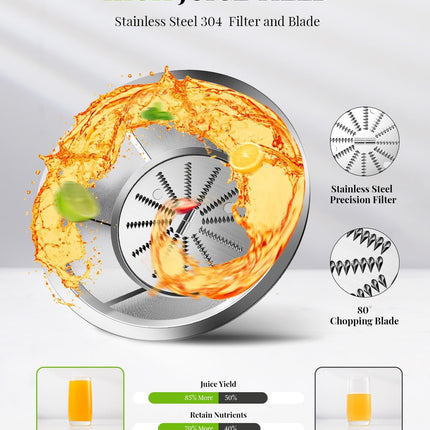 SHARDOR Juicer Machine 800W 3 Speed Stainless Steel Fruit Vegetable