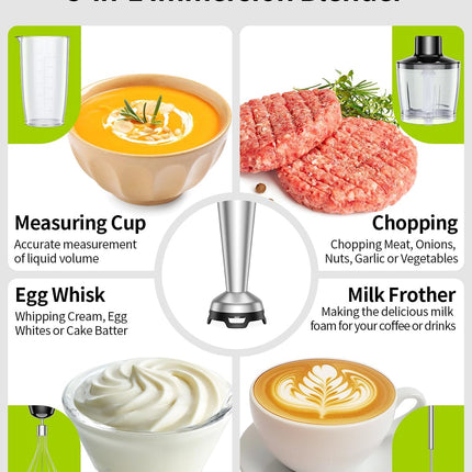 SHARDOR Hand Blender 1100W 5 in 1 Stick Blender 20 Speed Turbo Hand Whisk