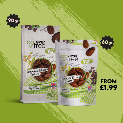 EverFree Pistachio and Cocoa Gluten-Free Cookies - 90g | Pack of 3