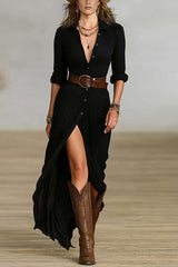 Women's Sexy Solid Color Irregular Pleated With Belt Dress