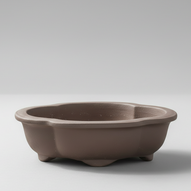 Unglazed Bonsai Pot Floral | 18cm x 15cm x 4cm | YB1122