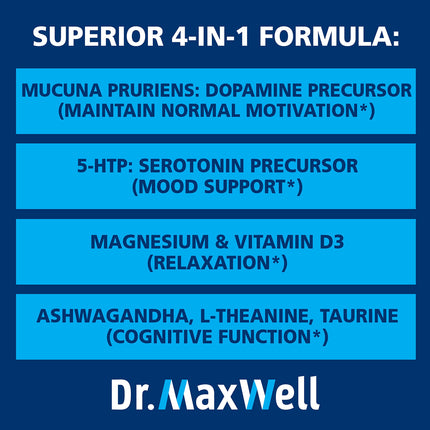 Dopamine & Serotonin Support – 4-in-1 Mucuna Pruriens & 5-HTP, 60 Capsules