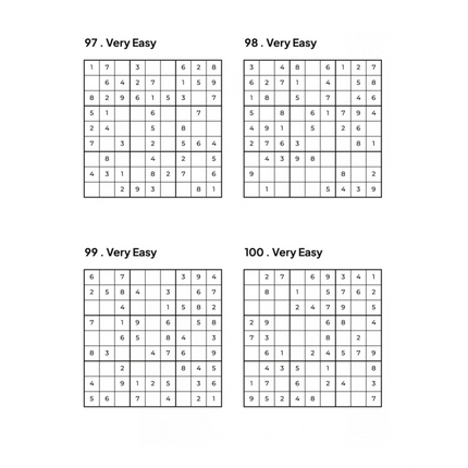 500 Sudoku Puzzles - 5 DIFFICULTY LEVELS - 4 Per Page - Large Print - Solutions Included