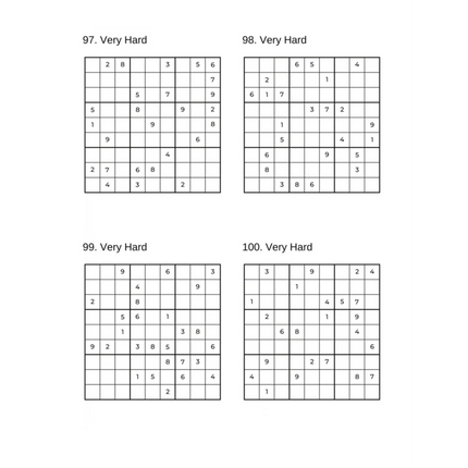 500 Sudoku Puzzles - 5 DIFFICULTY LEVELS - 4 Per Page - Large Print - Solutions Included