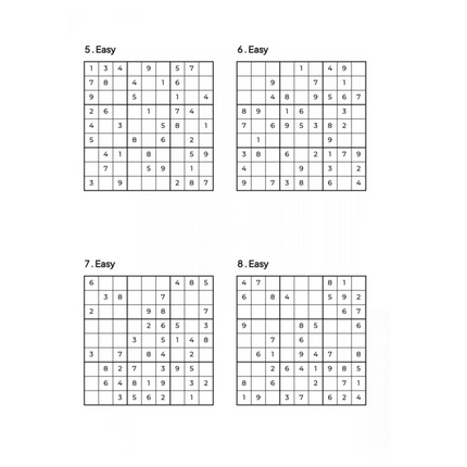 500 EASY Sudoku Puzzles - 4 Per Page - Large Print - Solutions Included