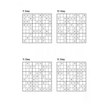 500 EASY Sudoku Puzzles - 4 Per Page - Large Print - Solutions Included