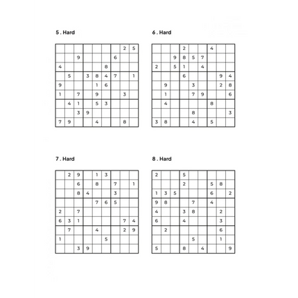 500 HARD Sudoku Puzzles - 4 Per Page - Large Print - Solutions Included