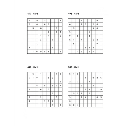 500 HARD Sudoku Puzzles - 4 Per Page - Large Print - Solutions Included
