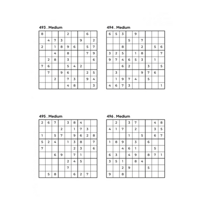500 MEDIUM Sudoku Puzzles - 4 Per Page - Large Print - Solutions Included