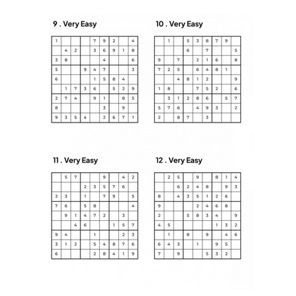 500 VERY EASY Sudoku Puzzles - 4 Per Page - Large Print - Solutions Included