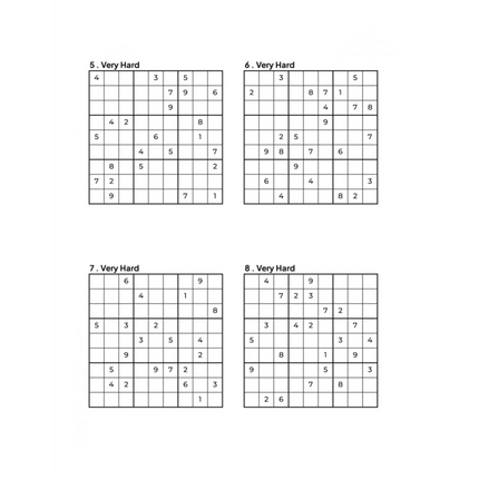 500 VERY HARD Sudoku Puzzles - 4 Per Page - Large Print - Solutions Included