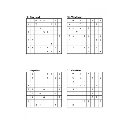 500 VERY HARD Sudoku Puzzles - 4 Per Page - Large Print - Solutions Included
