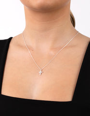 Sterling Silver Cubic Zirconia Pavé Cross Necklace
