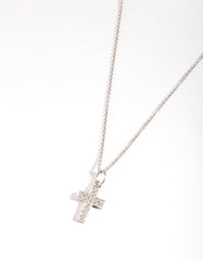 Sterling Silver Cubic Zirconia Pavé Cross Necklace