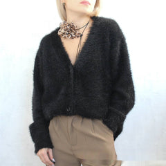 Loose V-neck Mink-like Top Soft And Thickened