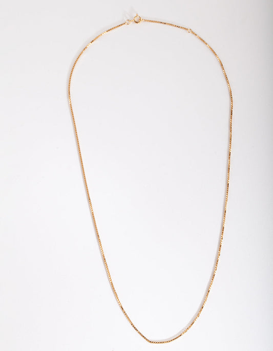 Gold Plated Sterling Silver Box Chain Necklace