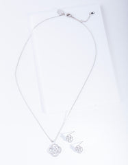 Diamond Simulant Twist Flower Jewellery Set