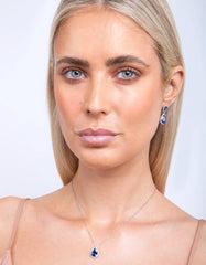 Sapphire Teardrop Earrings Necklace Set