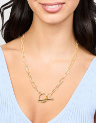 Gold Long Link Bar Necklace