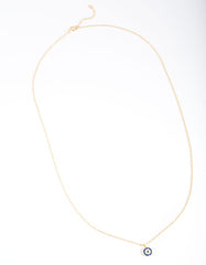Gold Plated Sterling Silver Evil Eye Disc Necklace