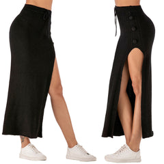 Fashion European And American Style Long Skirt Slim-fit Woolen Skirt Versatile Split Skirt